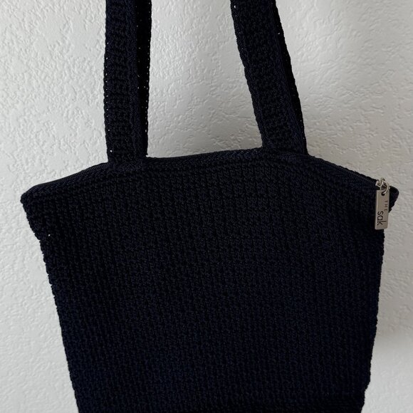 The Sak Purse Navy Blue Crochet Shoulder Bag Handbag Double Strap - Picture 5 of 5